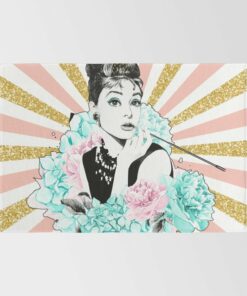 Shining Audrey Hepburn With Flowers Rug