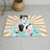 Shining Audrey Hepburn With Flowers Rug