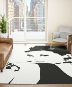 Audrey Hepburn Simplified Black And White Drawing Rug
