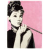 Audrey Hepburn Portrait Pink Background Rug