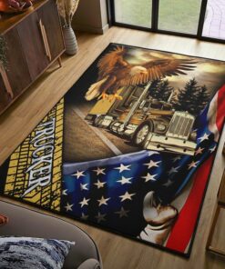 Patriotic American Trucker 4th Of July Rug