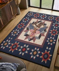 Alternative view of Personalized Vintage Eagle 4th Of July Rug For Living Room, Bed Room