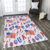 4th July Patriotic American White Party and Flag Pattern Rug