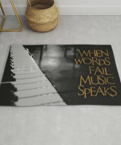 Piano Themed Where Words Fail Music Speaks Rug
