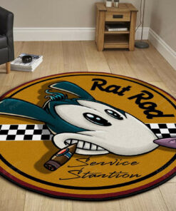 Rat Rod Hot Rod Round Mat