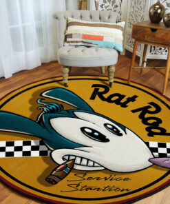 Rat Rod Hot Rod Round Mat