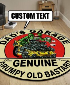 Genuine Grumpy Old Bastard Rat Fink Hot Rod Round Rug