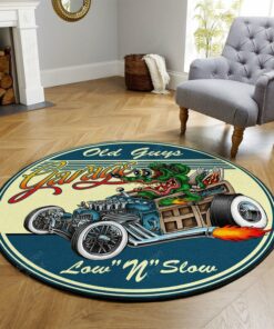Old Guys Garage Low And Slow Round Rug