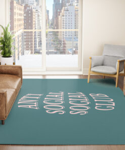 Turquoise Blue Anti Social Social Club Home Decor Rug
