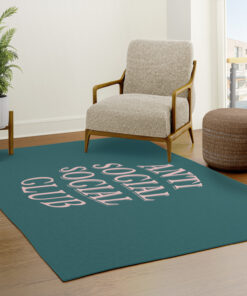 Turquoise Blue Anti Social Social Club Home Decor Rug