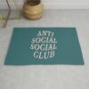 Turquoise Blue Anti Social Social Club Home Decor Rug