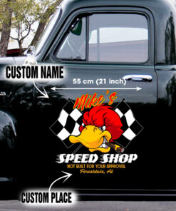 Hot Rod Duck Speed Shop Custom Vinyl Decal For Car Door Set 2 Pcs
