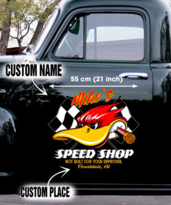 Custom Hot Rod Duck Lowbrow Door Art Vinyl Decals Set 2 Pcs