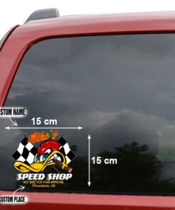 Hot Rod Duck Not Built For your Approval Door Art Vinyl Decals Set 2 Pcs