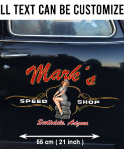 Large Pinstripe Decals With Pinup Girl Set 2 Pcs