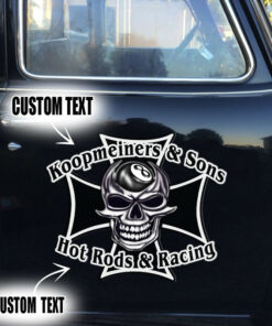 Hot Rod And Racing Pinstriping Skull Iron Cross Set 02 Vinyl Decals