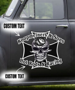 Hot Rod And Racing Pinstriping Skull Iron Cross Set 02 Vinyl Decals