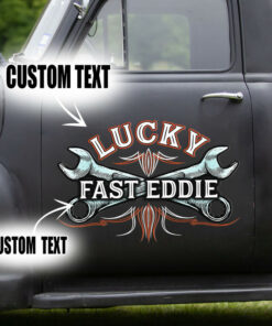 Personalized Wrench Hot Rod Pinstripe Vinyl Decals For Car Door Set 2 Pcs