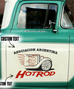 Personalized Hot Rod Pinstripe Vinyl Decals For Car Set 2 Pcs