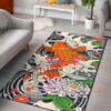 Koi Fish Pond Rug With Floral Art