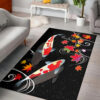 Japanese Koi Fishes Rug With Autumn Leaves