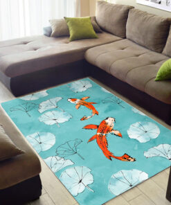 Waterlily Koi Fish Rug in Turquoise