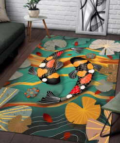 Koi Fish In WaterGarden Rug Photographic Koi Fish Rug