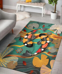 Koi Fish In WaterGarden Rug Photographic Koi Fish Rug
