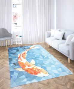 Geometric Koi Fish Rug
