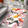 Koi Carp Rug With Sakura Plant Art Koi Fish Rug