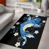 Blue Koi Fish Rug Black Background Rug