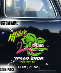 Personalized Speed Shop Rat Fink Face Vinyl Stickers