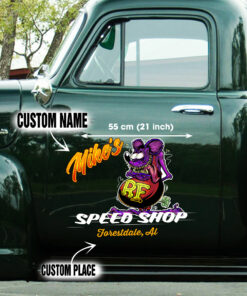 Purple Rat Fink Vinyl Hot Rod Lettering Decal For Car Doors
