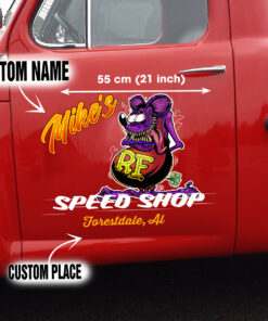 Purple Rat Fink Vinyl Hot Rod Lettering Decal For Car Doors
