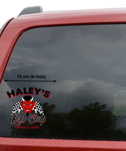Personalized Hot Rod Speed Shop Red Devil Door Art Sticker Set 2 Pcs