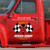 Personalized Red Devil Old School Hot Rod Speed Shop Vinyl Decals Set 2 Pcs
