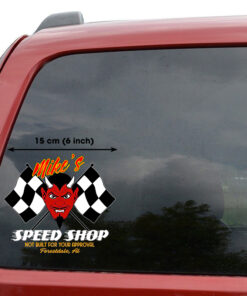 Personalized Red Devil Old School Hot Rod Speed Shop Vinyl Decals Set 2 Pcs