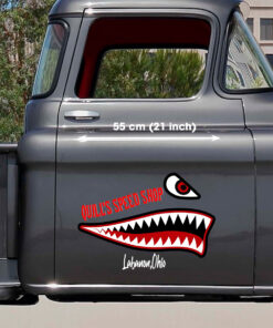 Personalized Vintage Hot Rod Pinstripe P40 Shark Mouth Decals