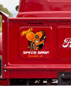 Personalized Vintage Orange Rat Fink Hot Rod Door Decals