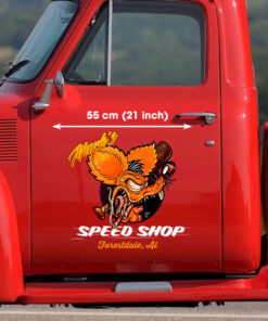 Personalized Vintage Orange Rat Fink Hot Rod Door Decals