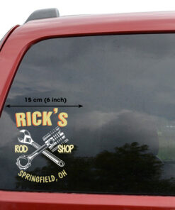 Personalized Piston and Wrench Door Art Vinyl Sitcker For Hot Rod Cars, Truck, Lowrider