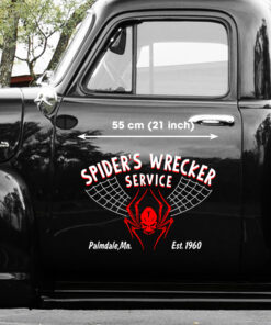 Set 2 Pcs Personalized Hot Rod Car's Door Art Spider Decals
