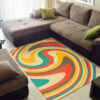 Orange And Green Colors Abstract Retro Swirl 70s Style Printed On Living Room Area Rug