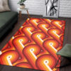 Disco Circles Geometric Orange Pattern Printed on Vintage 70s Style Area Rug