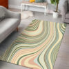 Vintage Green And Orange Cream Groovy Abstract Swirl Pattern Area Rugs