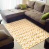 Orange Floral Dandelions Flower Pattern in Retro 1970s Style Area Rug