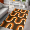 70s Pattern Orange and Brown Waves Mounted Print Area Rug