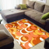 Retro Large Orange Brown And White 70's Pattern Area Rug