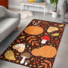 Area Rugs With Orange Pumpkin Butterfly Mushroom Accents