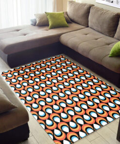 Retro Droplets Pattern In 1970's Style Vintage Area Rug
